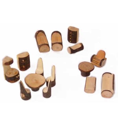 Puppenhaus-Möbel Rindenmöbel Set-Öko Spielzeug-Holzspielzeug