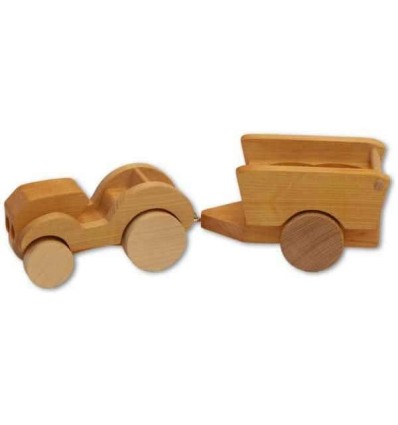 Holzauto Traktor mit Anhänger - Bauernhof-Öko Spielzeug-Naturspielzeug