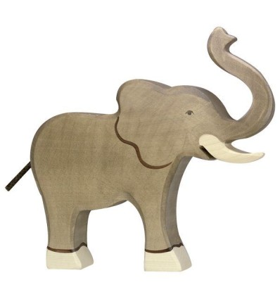 Holztiger Elefant  Rüssel hoch