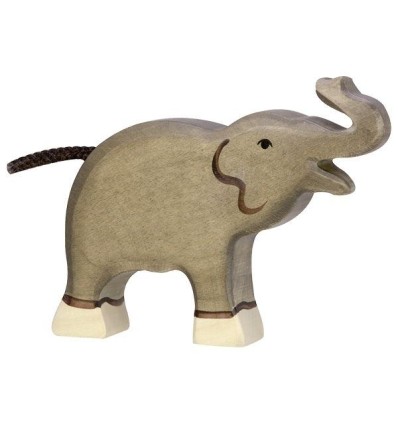 Holztiger Elefant  klein  Rüssel hoch