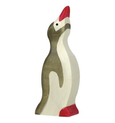 Holztiger Pinguin  klein  Kopf hoch