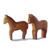 Waldorf Holztiere 2 Pferde - Bio Bauernhof-Öko Spielzeug-Holzspielzeug