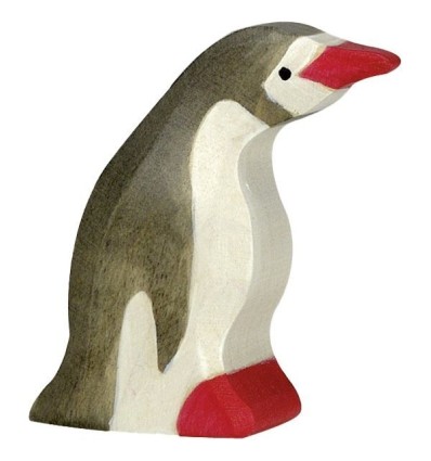 Holztiger Pinguin  klein  Kopf nach vorn