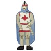 Holztiger Ritter mit blauem Mantel