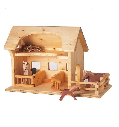 Bauernhof - Pferdestall mit Pferdeboxen-Öko Spielzeug-Holzspielzeug