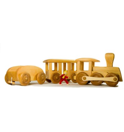 Holz Eisenbahn 3teilig-Öko Spielzeug-Naturspielzeug